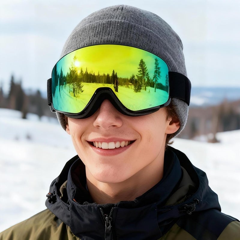 MXJ Gear SKi Goggles,Frameless Snowboard Goggles with 2 UV400 Magnet Ski Lenses,YH212 Anti-Fog Snow Goggles for Adult Men Women - Image 2